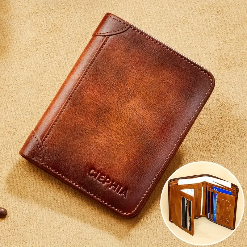 Billetera Triple de Cuero con Bloqueo RFID