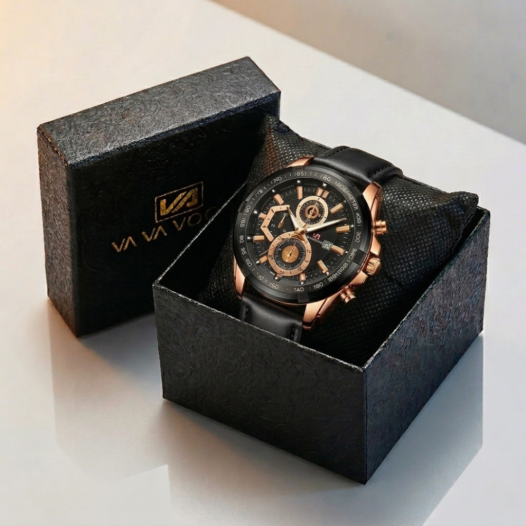 Reloj de Cuarzo con Correa de Cuero Genuino