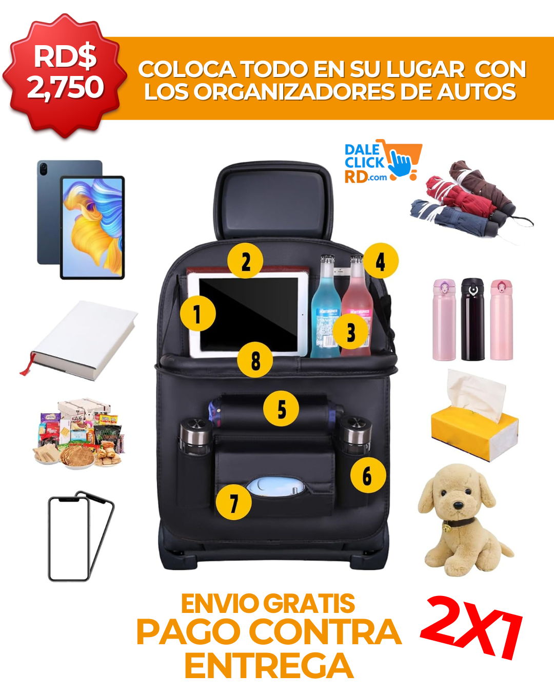 Organizador de Auto Elegante y Práctico 2X1