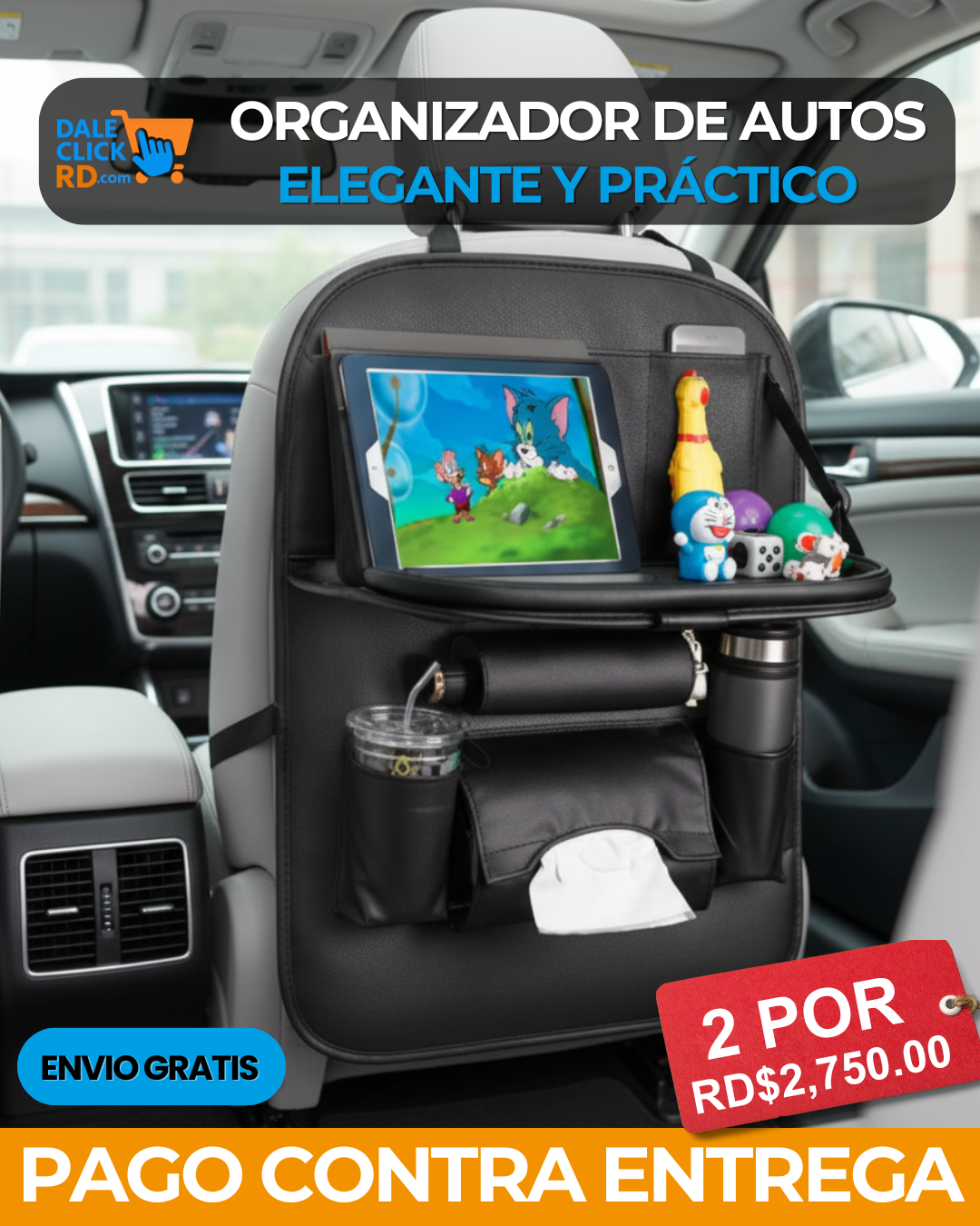 Organizador de Auto Elegante y Práctico 2X1