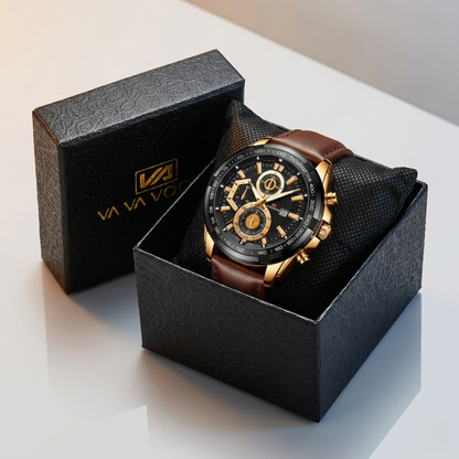 Reloj de Cuarzo con Correa de Cuero Genuino