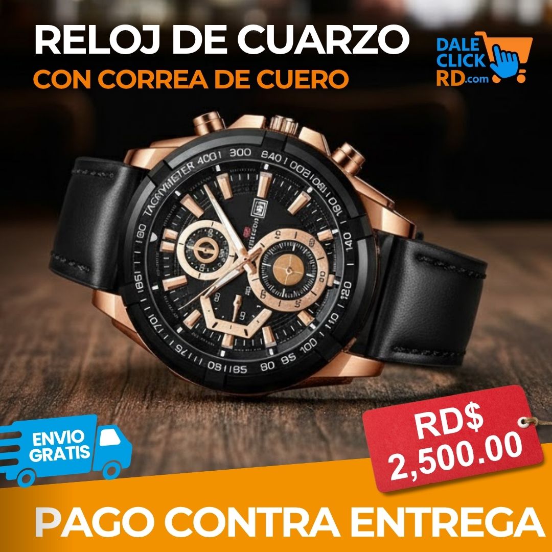 Reloj de Cuarzo con Correa de Cuero Genuino