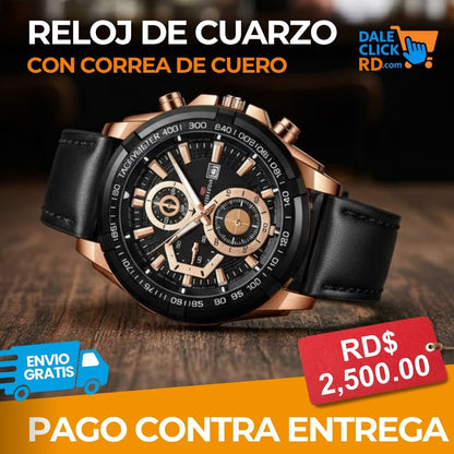 Reloj de Cuarzo con Correa de Cuero Genuino