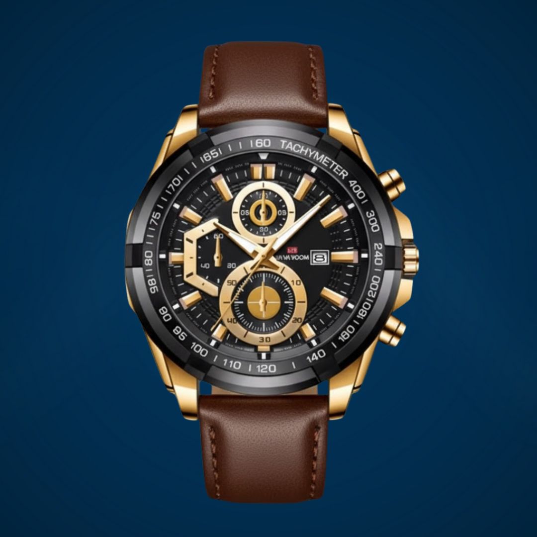 Reloj de Cuarzo con Correa de Cuero Genuino