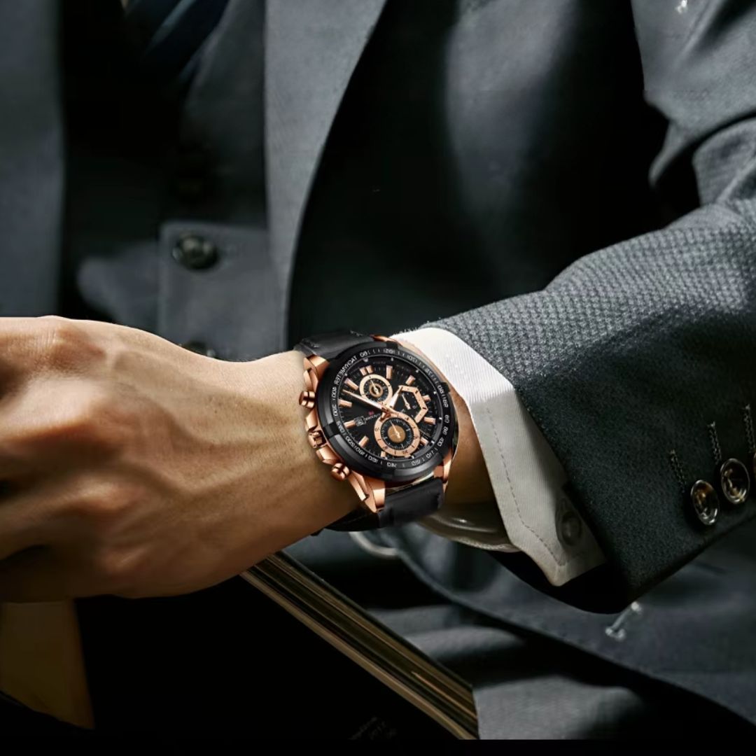 Reloj de Cuarzo con Correa de Cuero Genuino