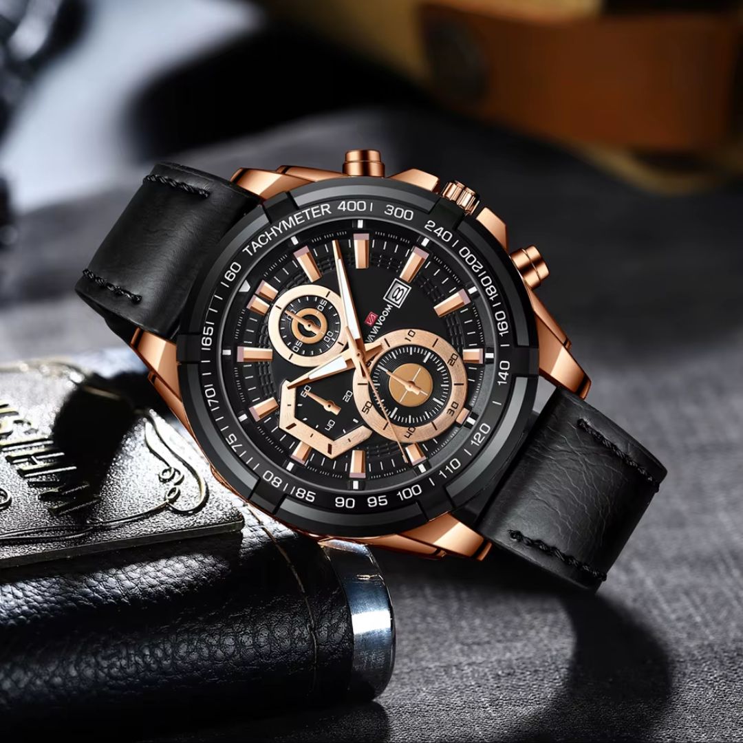 Reloj de Cuarzo con Correa de Cuero Genuino